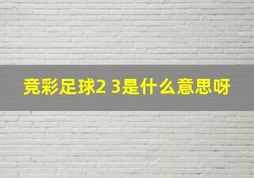 竞彩足球2 3是什么意思呀